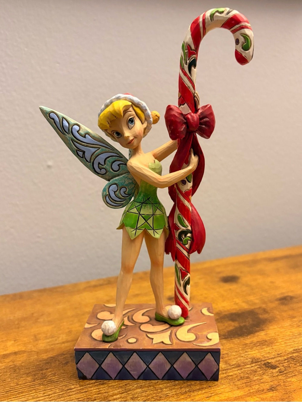 Jim Shore Green Tinker Bell Figurine with Candy Cane